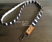 Nautical navy anchor unisex leather keychain key holder lanyard handmade Japan zakka