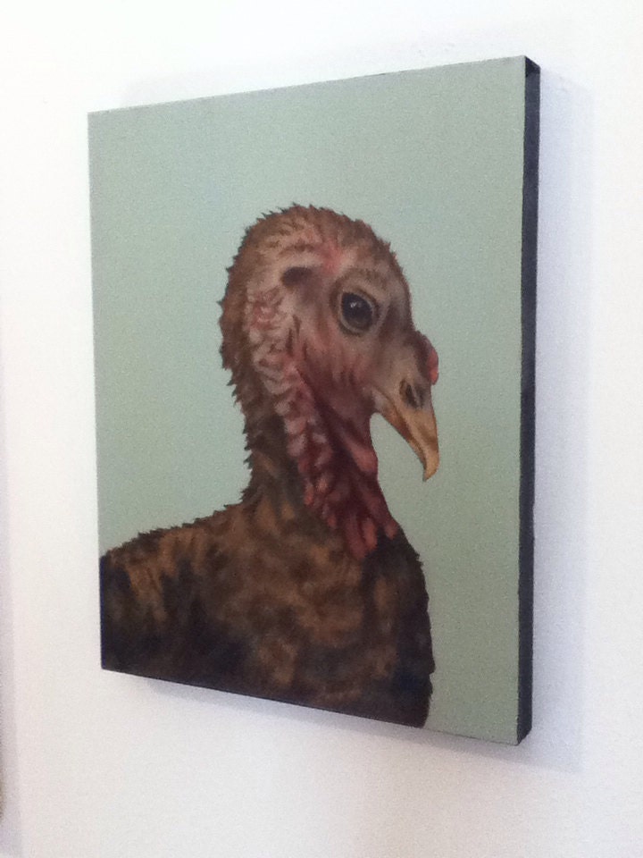 Original Painting Turkey Baby Animal Vegan Art 