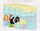 Mermaid Birthday Invitation, Mermaid Party Invitation, Under the Sea Birthday Invitation - Printable