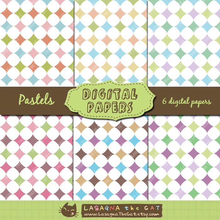 INSTANT DOWNLOAD Pastel checked patterns Printable digital sheets for scrapbooking, cardmaking, party, blog background