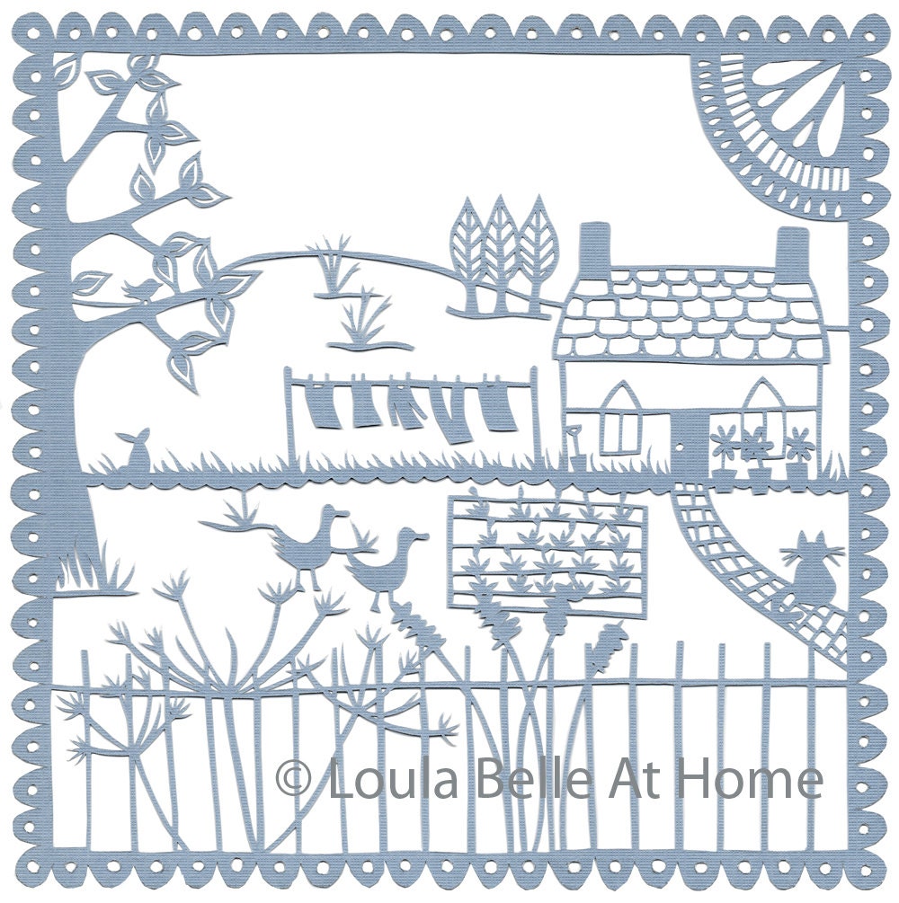 Greeting Card taken from 'A Country Garden' paper cut by Loula Belle At Home