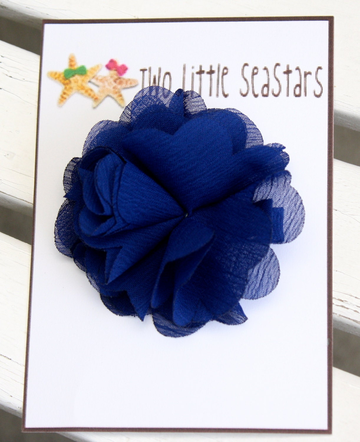 Baby hair clip - newborn hair clip - girl hair clip - adult hair clip - Dark blue silk ruffled flower clip