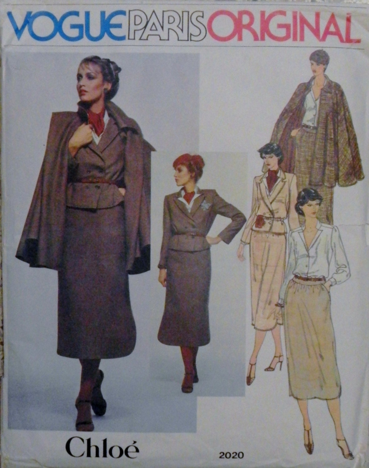 Vogue Paris Original Chloé-Vintage 1970s Jacket, Skirt, Cape & Blouse-Bust 36 Vogue 2020 Factory Folded