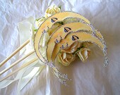 Crescent Moon Wedding Decor - Set Of 3 - Hand Cut Paper - Outlined in Silver Glitter