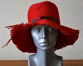 Chic Ruby Red Floppy Fringed Boho Sun Hat