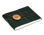 Rustic Leather Journal or Leather Sketchbook, Oversized Wooden Button Closure, Forest Green Large Sized Photo Album