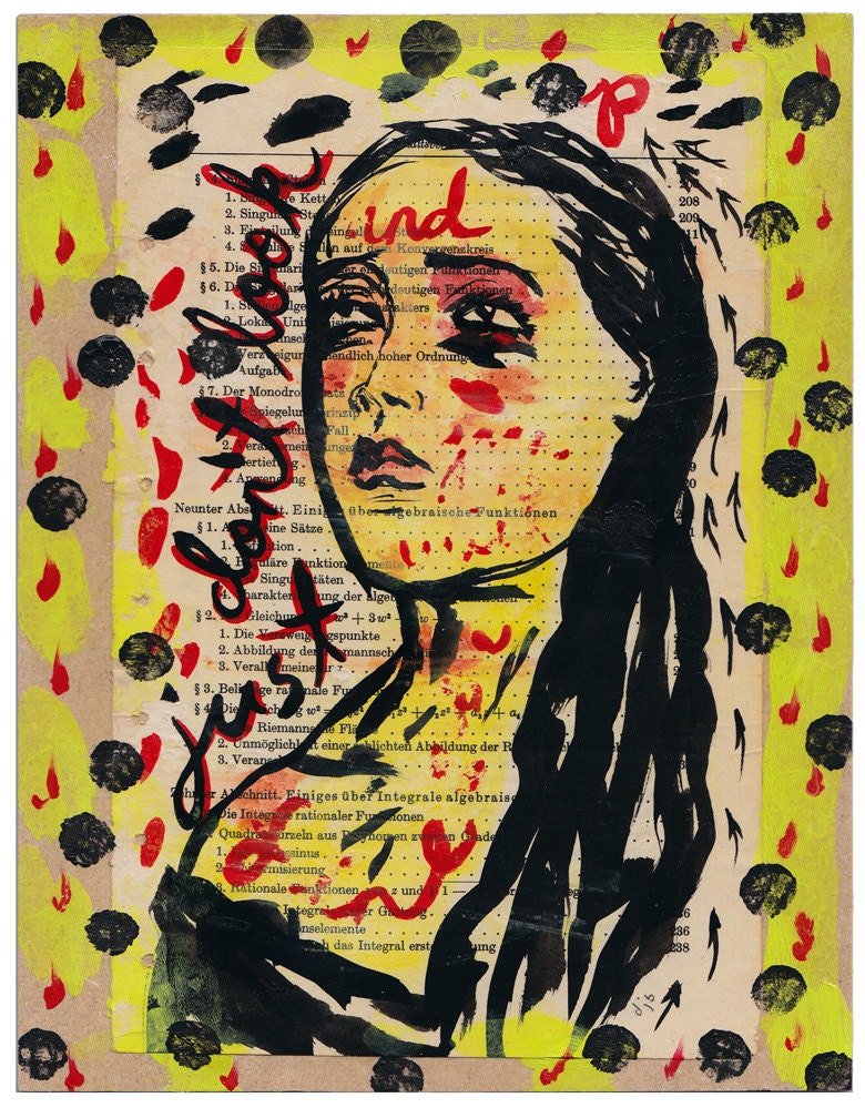 just don't look up and you'll be fine, an original drawing in ink and watercolour, varnished