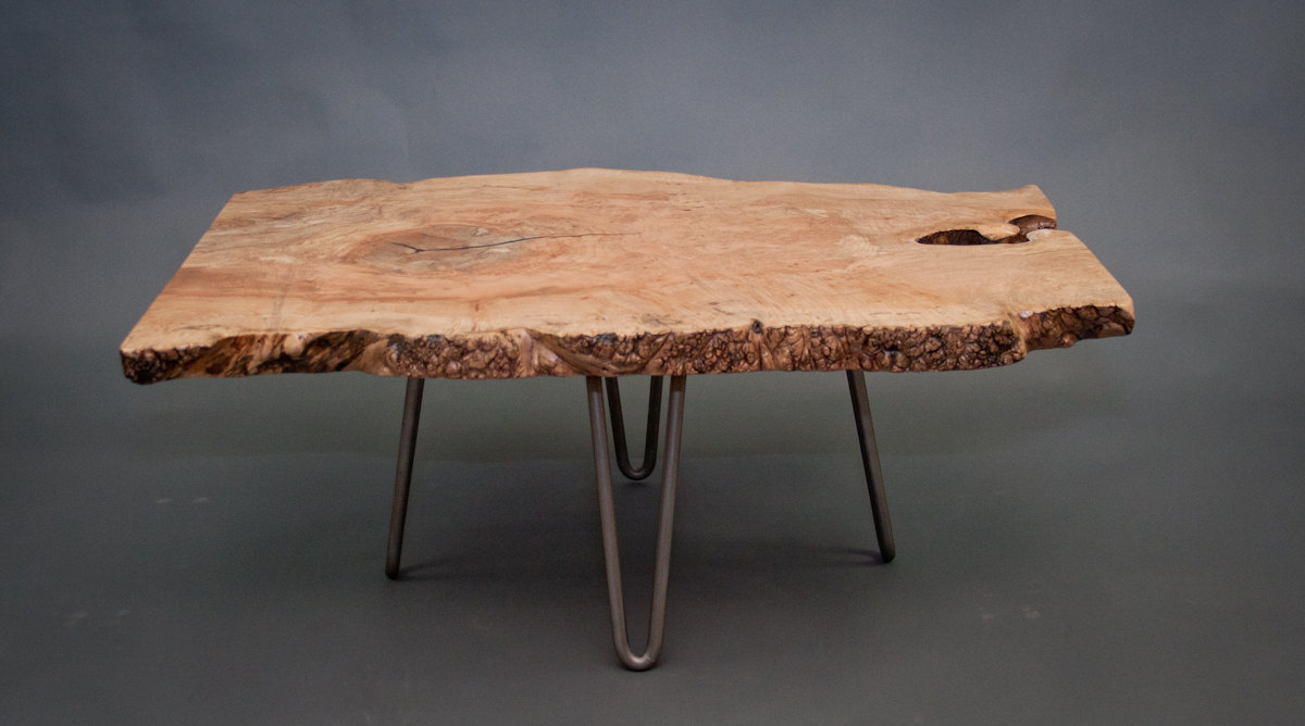 Solid Maple Burl COFFEE TABLE - Natural - Live Edge - Retro