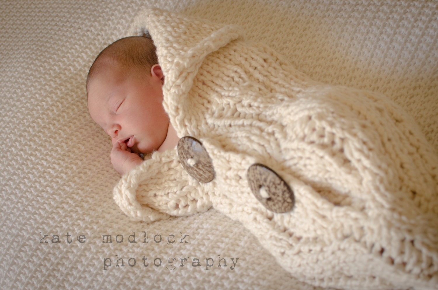 Organic Cabled Baby Cocoon - 100% Organic Cotton - Free Domestic Shipping