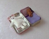 white Wee Mouse in Altoids Tin House with purple bedding - in stock and ready to ship