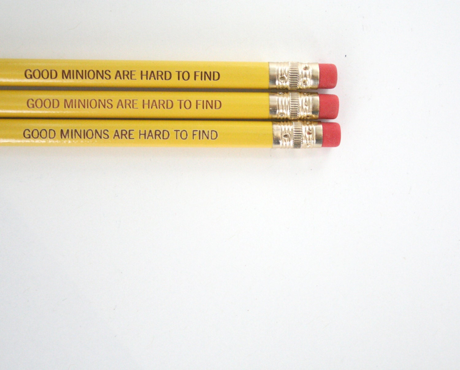 good minions are hard to find pencil set 3 pencils in yellow.  halloween treats that won't rot teeth.
