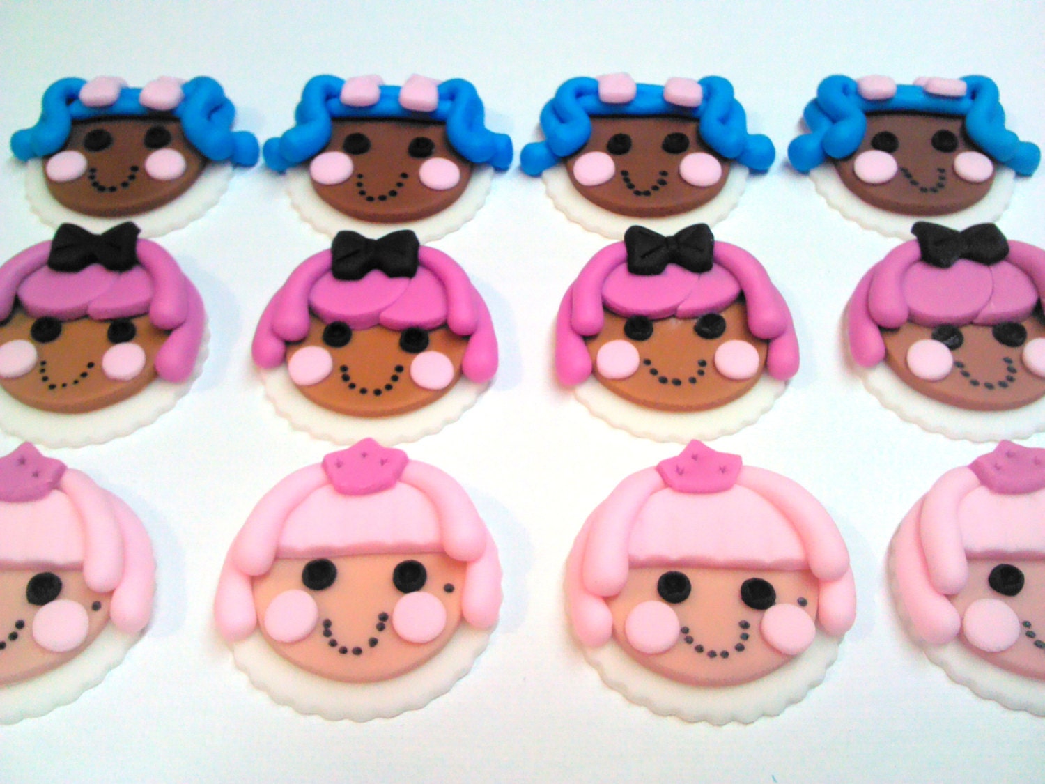Inspired by the Lalaloopsy, All Dolls, Edible Fondant Cupcake Toppers