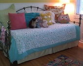 Custom Twin Duvet Cover with Mitered Border Barb:  Made with Heather Bailey Fabric