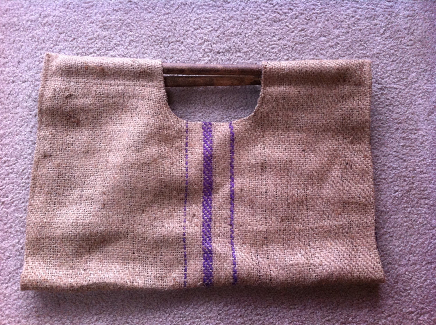 Firepit Firewood Carrier Recycled Burlap Coffee Bag Lined Wood Handles