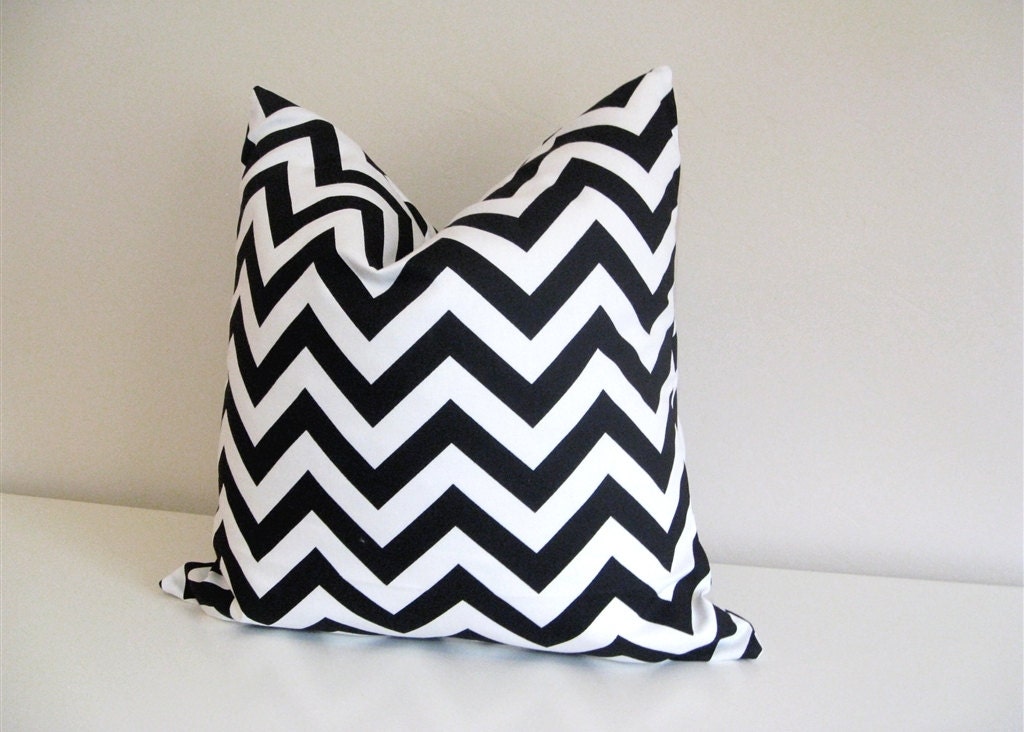 Chevron Pillow Cover - Decorative Pillow - Throw Pillow Cover - Accent Pillow 16 x 16 Inches Black and White Chevron