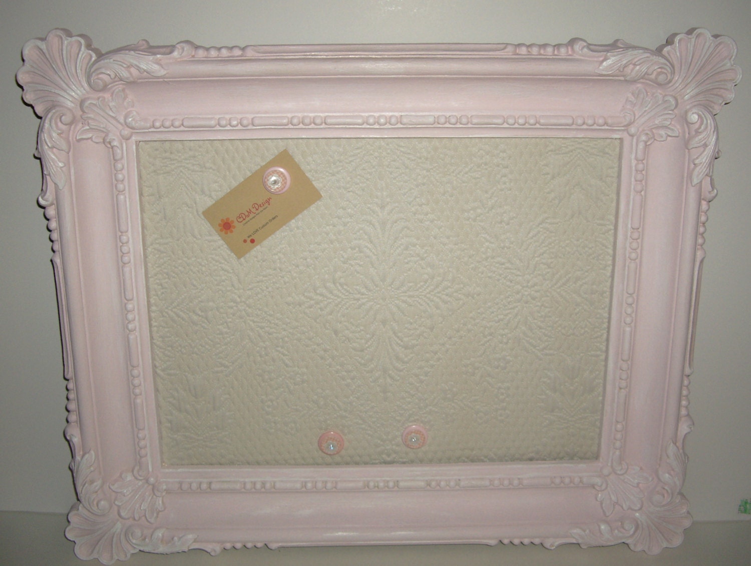VINTAGE FRAME Magnetic Message-Photo  Board - Pink and Cream - Super Sweet- perfect for Nursery  shabby chic