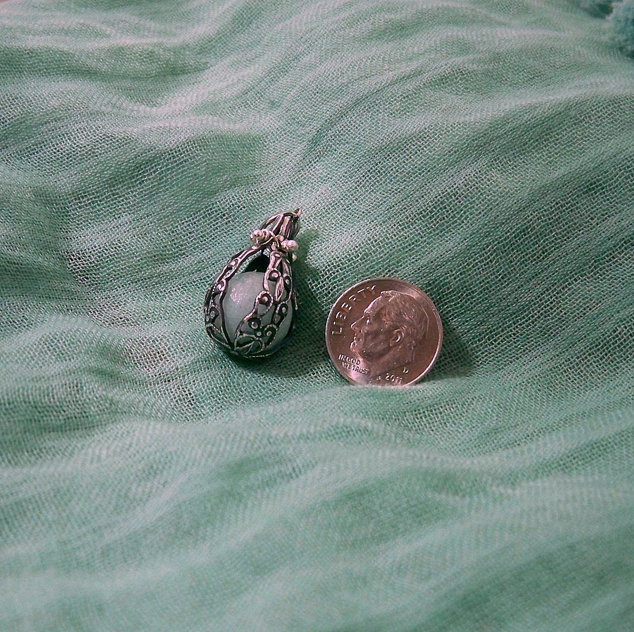 Mermaids Magic Ocean Blue - Caged Pendant with Glowing Essence of the Sea - Amazing Glow in the Dark Effects