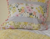 Pieced vintage sheet pillow sham
