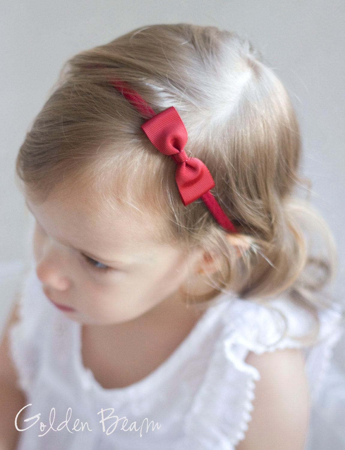 Baby Bow Headbands - Dark Red Small Grosgrain Ribbon Bow Handmade Headbands