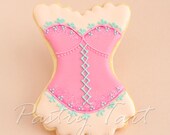 Lacy Aqua & Hot Pink Lingerie Cookie Favors - Burlesque Bachelorette Corset Wedding Party Favors // 1 doz. // Bridesmaid gift Wedding Shower