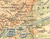 1924 Fontainebleau City Plan and Forest Plan Set of Two Maps France