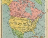 North America Antique Map Caribbean and Central America 1941