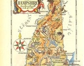 Illustrated  Vintage Map of New Hampshire 1946 United States USA