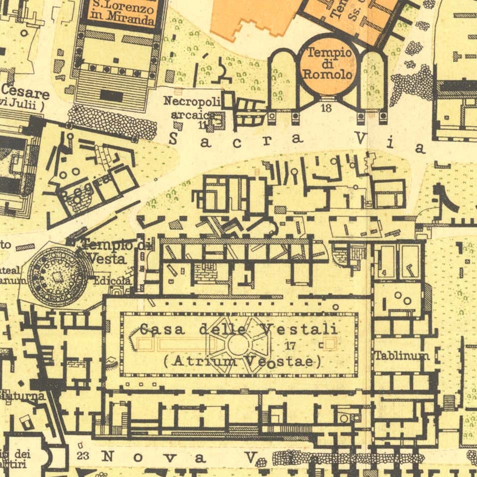 Vintage Map Roman Forum City Plan 1933 Classical Architecture Ancient Rome