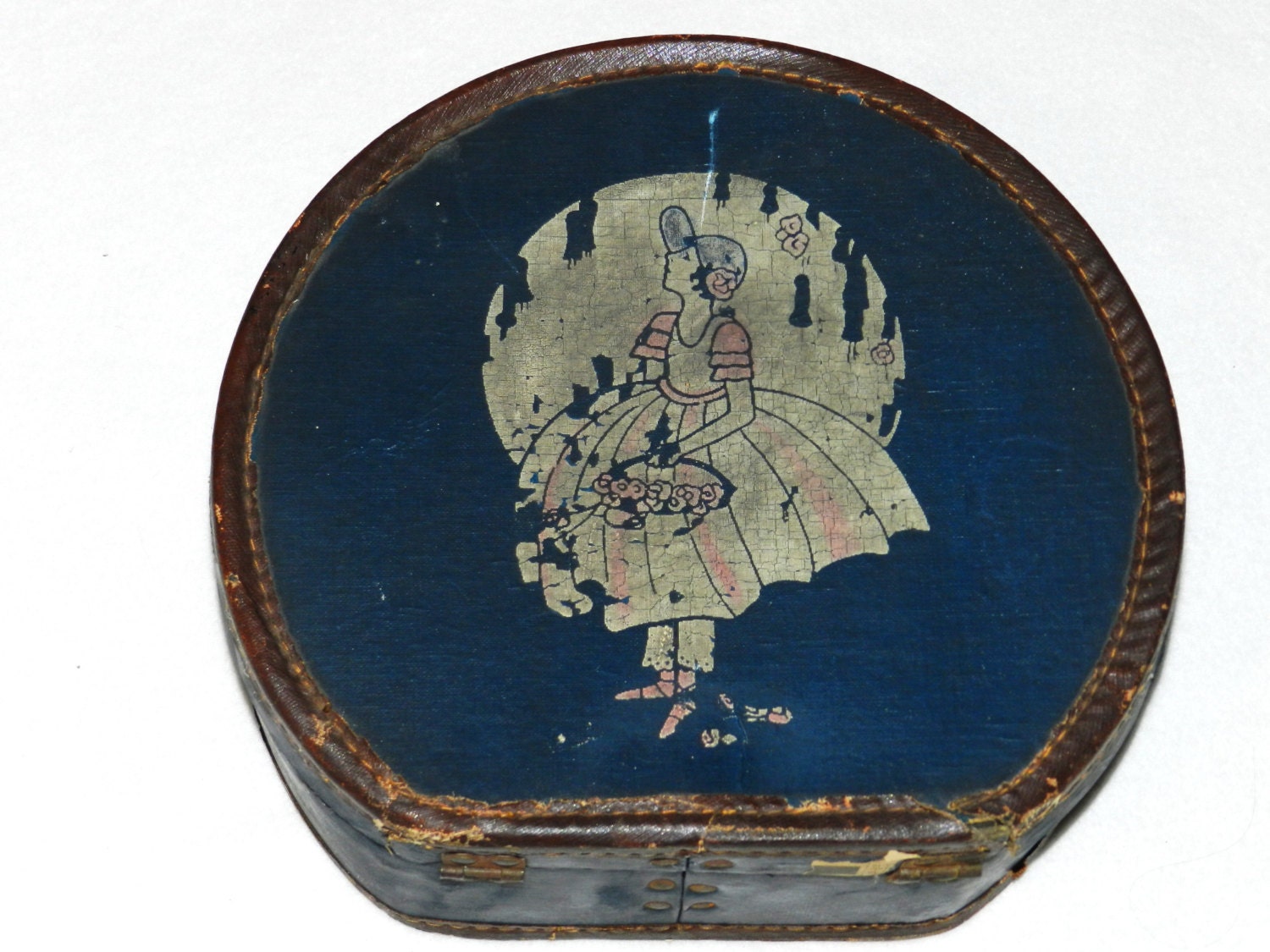 Antique Girls Small Hat Box / Luggage