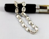 Chunky vintage bracelet puffed oval links silver tone modern vintage look