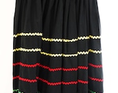 1950s Patio Skirt Squaw Skirt Ric Rac Cotton Skirt