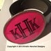 Monogram enamel belt buckle - hot pink and black initials