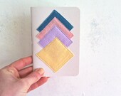 A6 Notebook hand bound with stitched felt motif / Diamond Notebook 01