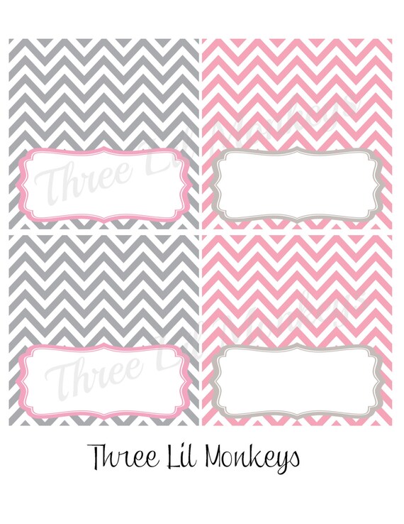 Pink and Gray Food Label Tent Cards -DIY Printable Il_570xn
