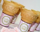 Princess COUTURE printable digital ice cream cone labels wraps wrappers for flat bottom cones