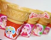 lala rag doll ice cream cone labels personalized for flat bottom sugar cones button dolls