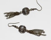 Gifts for her, under 20, Dangle Earrings Ant Brass Rhinestone OOAK Original Design