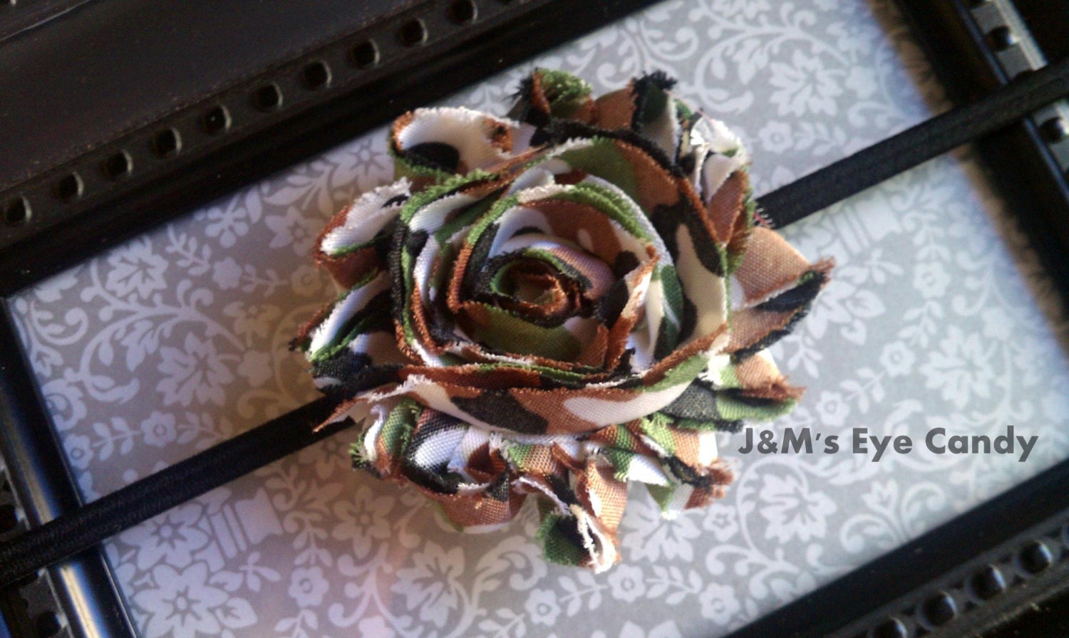 FIGHTER-FREE SHIPPING-Single Light Camo Shabby Flower-Headband-Clip-Camo