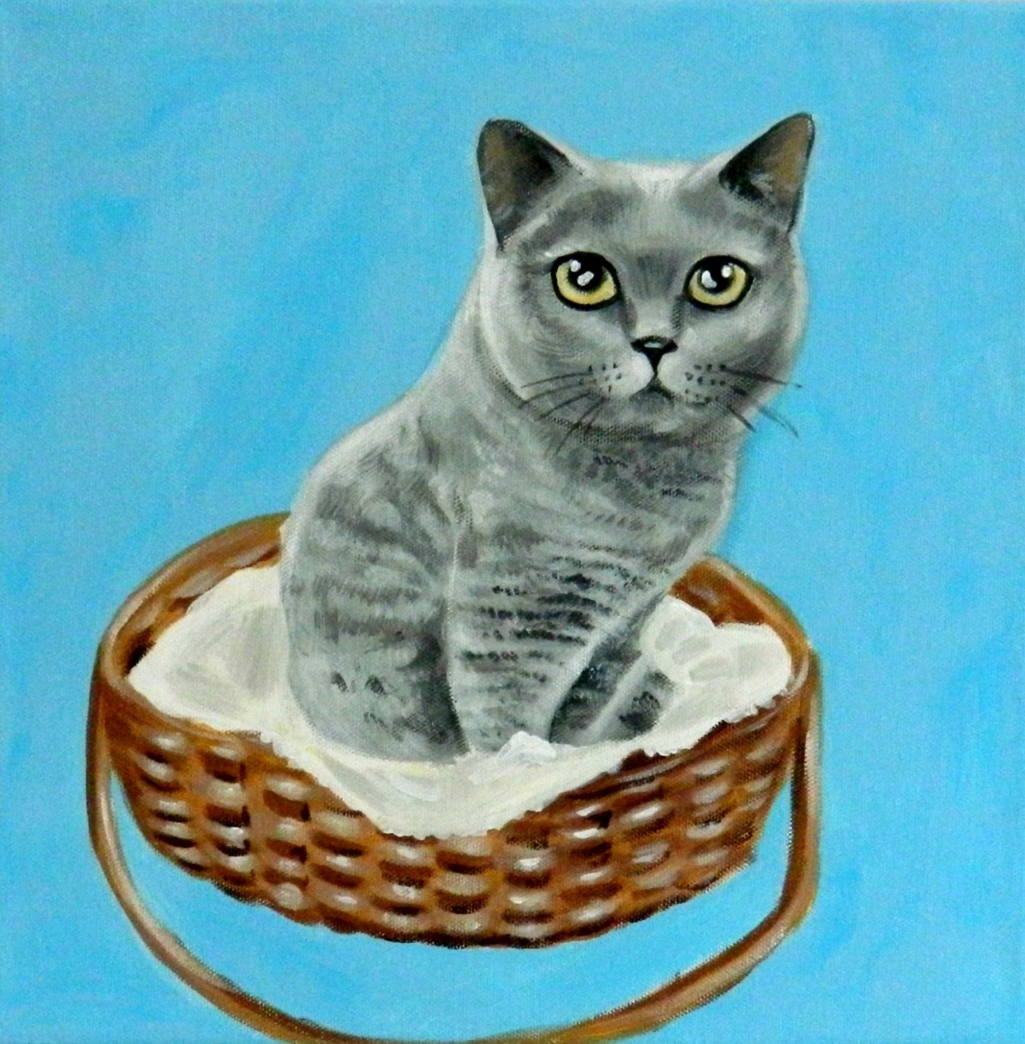 Custom Cat Portrait / Custom Pet Portrait - 1 Pet - Close-Up Solid background (12 x 12 x 0.75 inch)