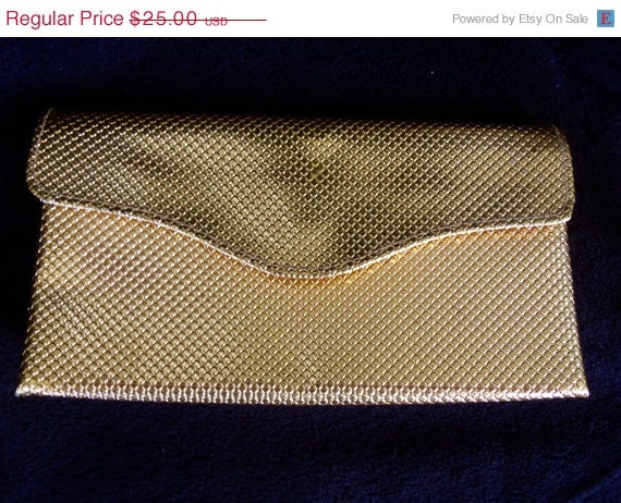 1940's 1960's Clutch Shiny Gold Handbag Bag Purse Mad Men Mod Rockabilly Accessories Mid Century Modern