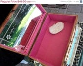 1940's Classy Jewelry Box Vintage Wooden Box with Pink Inside Mad Men Mod Hollywood Regency Mid Century Modern