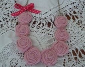Pink Rosette Necklace, Fabric Necklace, Birthday Gift, Spring Necklace, Roses Necklace, Jessie Kate Designs