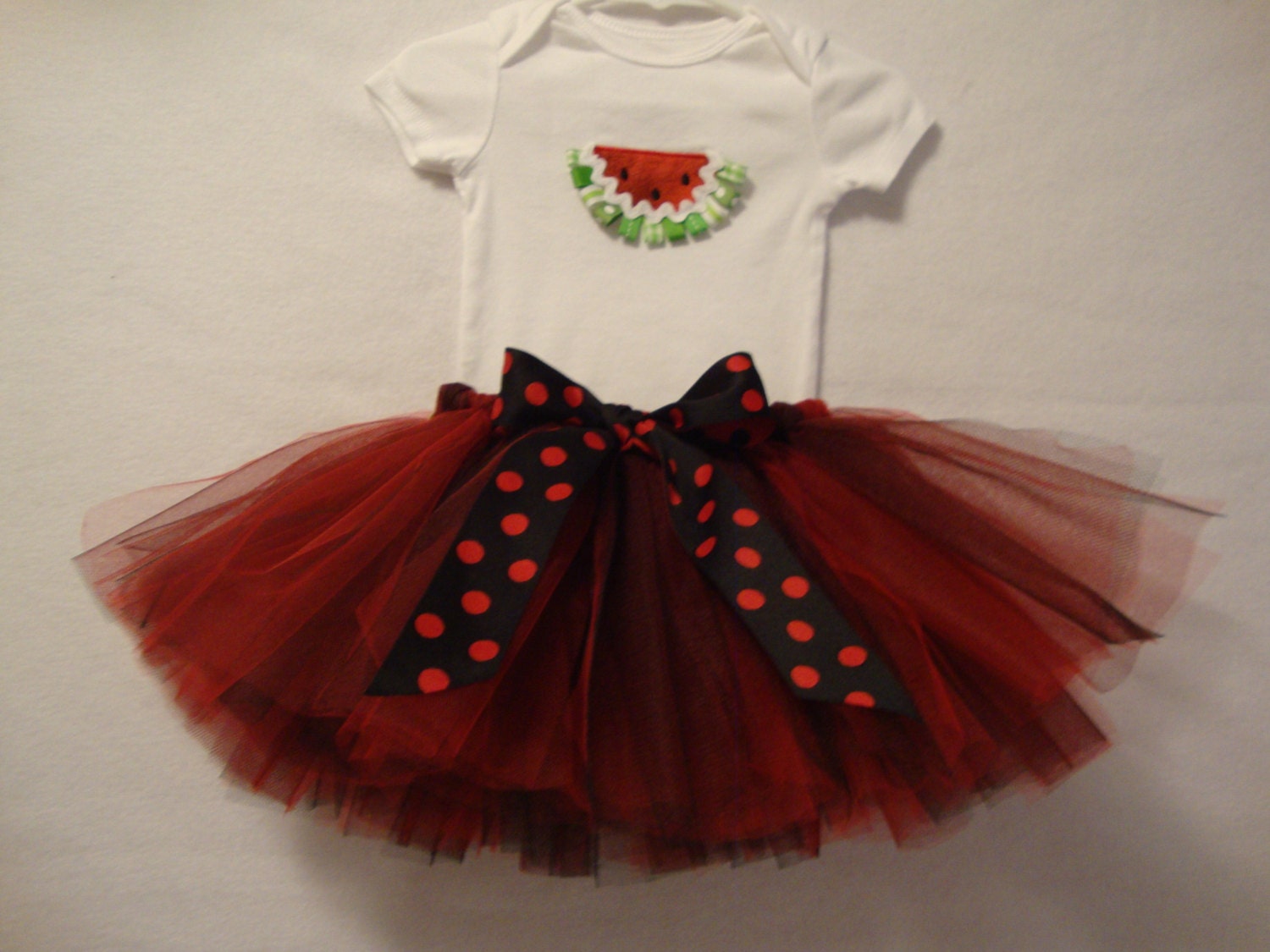 1St 3D Watermelon Birthday Onesie Matching Tutu Fun Summer Birthday Party Outfit Machine Embroiderd Gift Photo