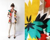 Vintage 1980s Colorful Pop Art Blazer. Red, Green, Yellow Oversized Blazer.