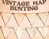 Party bunting VINTAGE MAP BUNTING digital printable bunting download for scrapbooking, party printables and graphic design.