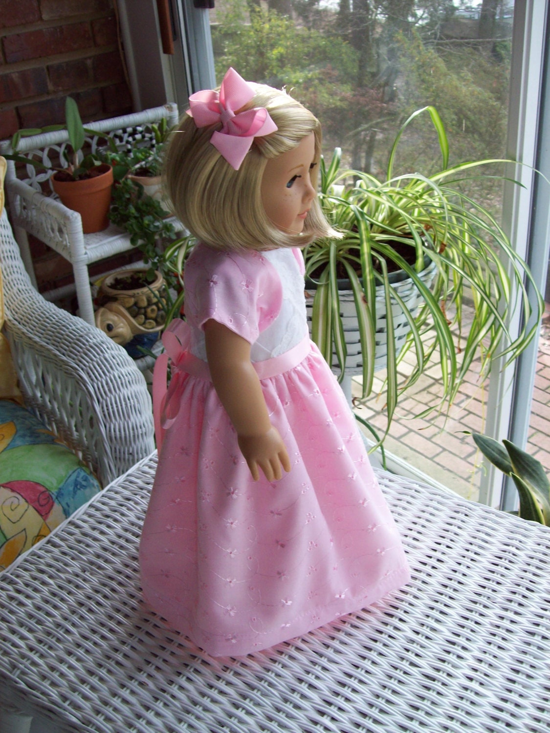 American Girl doll or 18 inch doll dress Pink Eyelet dress and balero