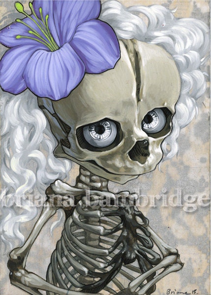Child skeleton in white. Signed archival print.