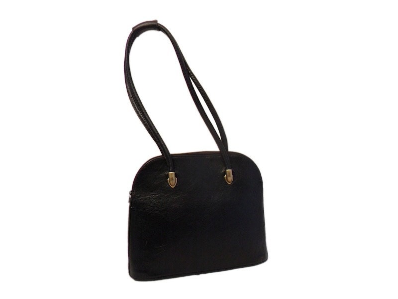 Vintage, Black Leather Tote, Bag, Handbag, Shoulder Bag