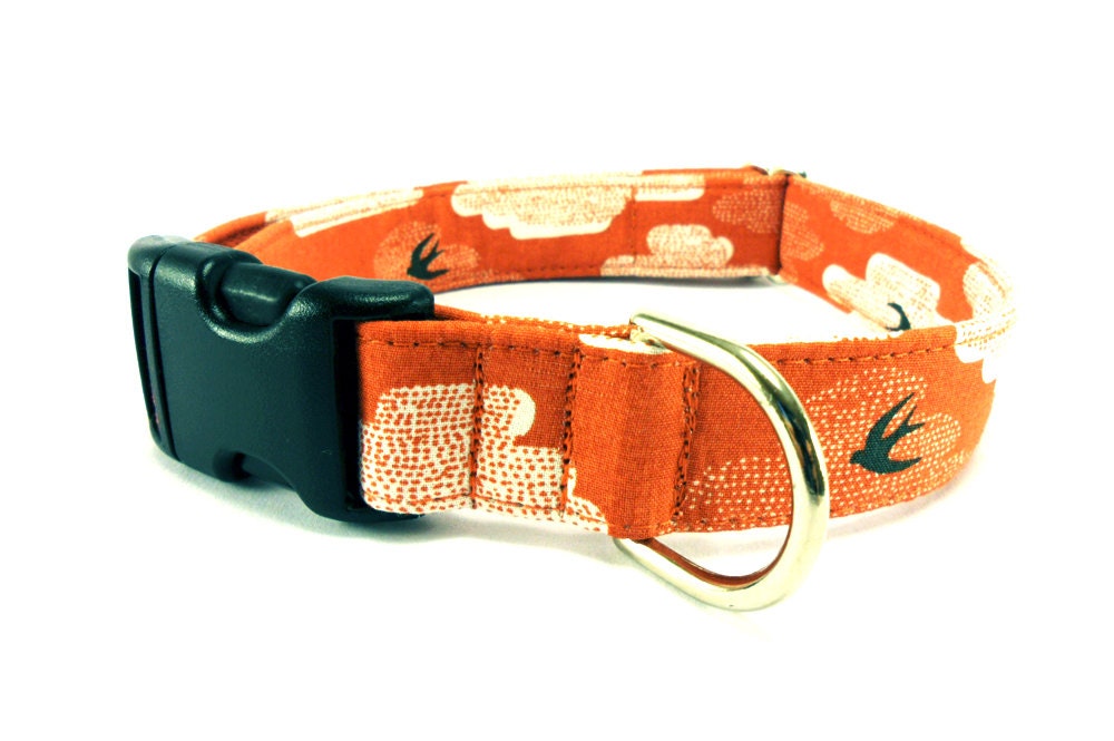 SWALLOWS Dog Collar HANDMADE