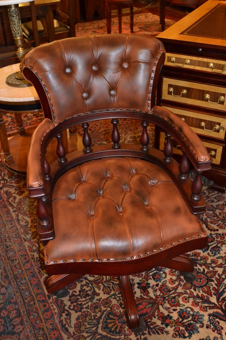 Mahogany Desk chair with leather Upholstery